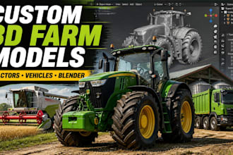 custom realistic farming simulator ready for game, tractor, 3d printing,