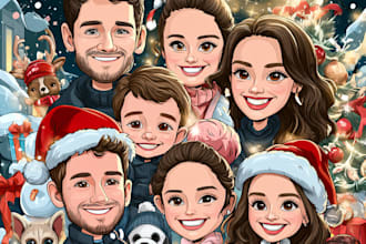 draw christmas caricature card