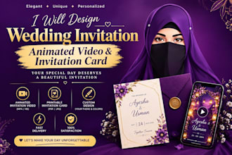 design wedding invitation animated video and invitation card