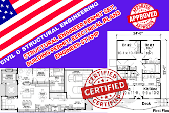 structural engineer permit set, building permit, electrical plans engineer stamp