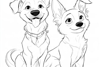 draw vector line art dog or pet portraits