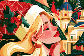 design a custom flat style christmas illustration