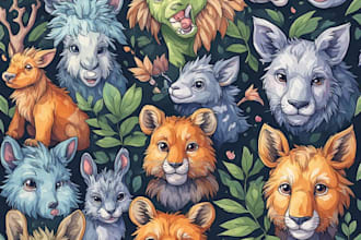 create comic styled animals in watercolour
