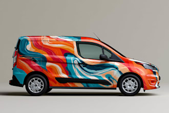 design a custom car wrap with unique graphics and colors