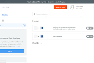 make zapier integration and webhook using API