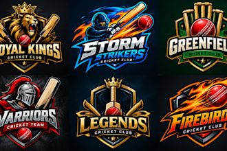 design a professional team, club, cricket bat, sports, tournament cricket logo