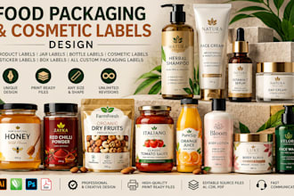 design food packaging and cosmetic labels