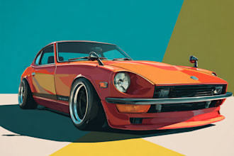 create a hand drawn car portrait from your picture