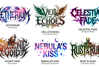 design blackgaze, post black and shoegaze metal lettering