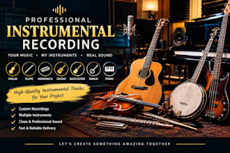 record perfect violin, flute, harmonica, guitar, bass, banjo