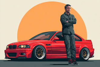draw a custom sports car portrait for you