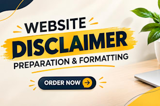 prepare and format your website disclaimer from approved instructions