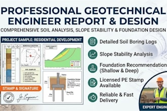 geotechnical engineer report soil analysis slope foundation design geology stamp