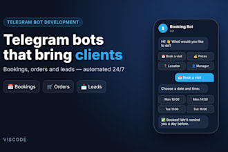 build a custom telegram bot for bookings, orders and leads