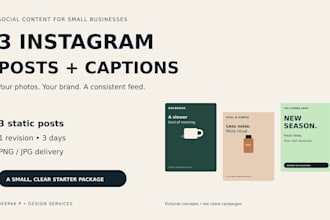 design 3 branded instagram posts and captions