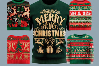 do ugly christmas sweater and t shirt design