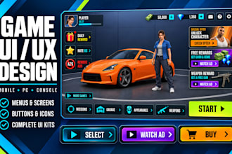 design custom game UI UX menus and hud