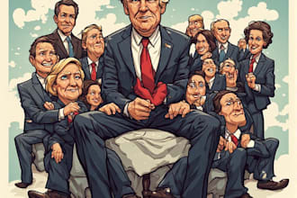 design funny political caricatures with clever humor