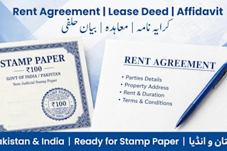 draft rent agreement, lease deed, and affidavit for pakistan and india