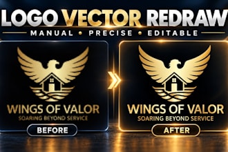 manual ai logo vector redraw and vectorize ai generated image