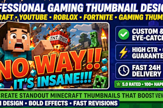 design 3d cartoon minecraft thumbnail