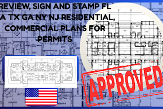 review, sign and stamp fl ca tx ga ny nj residential and commercial plan permits