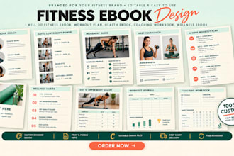 design fitness workout journal, gym guide ebook for your fitness brand