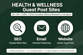 find health wellness guest post sites with da DR email