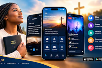 build ai powered bible app, church app, christian community app with livestream