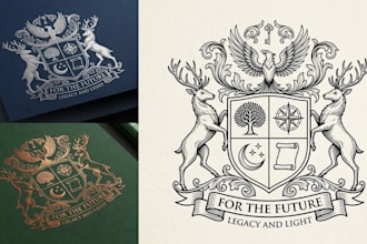design a custom coat of arms, heraldic and family crest logo in 24 hours