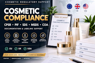 help prepare eu UK USA cosmetic product compliance documents