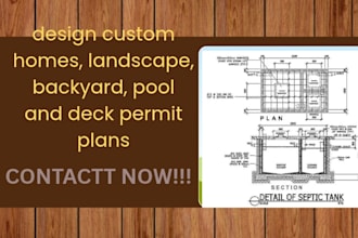 design custom homes, landscape, backyard, pool and deck permit plans