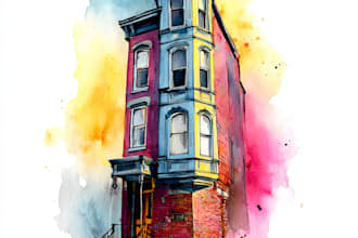 illustrate house or building in water color