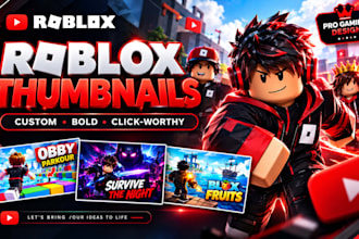 design roblox youtube thumbnails for gaming videos and cartoon animations