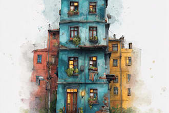 hand draw architectural home building portrait