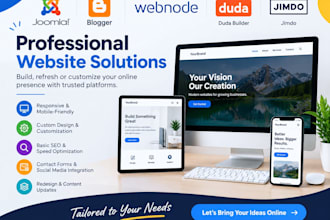 design joomla website, duda builder, blogger, webnode and jimdo site