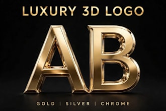 design luxury 3d logo design with gold chrome metallic effect