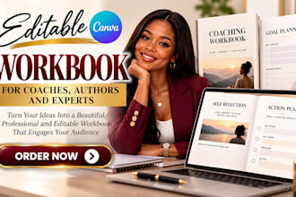 create an editable canva workbook for coaches authors and experts