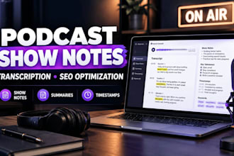 write engaging podcast shownotes, transcripts, episode summaries, episode note