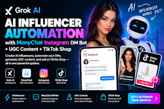 grok bot ai influencer automate manychat instagram dm botugc content tiktok shop