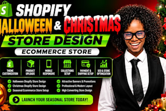 design halloween christmas shopify store design with seasonal product