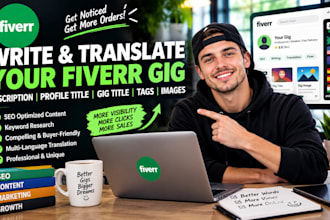 write and translate your fiverr gig description gig profile title tags images