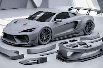 do car body kit, custom car exterior front bumper, side skirts and rear diffuser