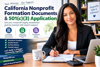 prepare your california nonprofit formation documents and 501c3 application