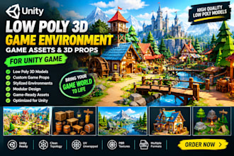 create low poly 3d game environment game assets  3d game props for unity game