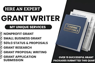 do grant writing, research, and non profit grant , 501c3 application submission