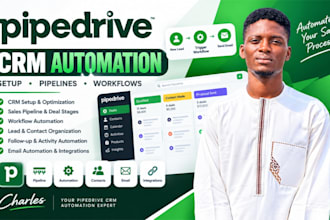 set up pipedrive CRM automation, pipeline and workflow