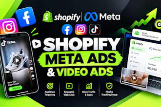 set up shopify meta ads and create tiktok facebook instagram video ads