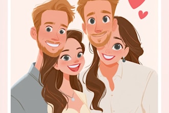 do cartoon disney couple portrait