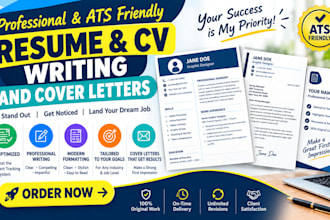 write an ats friendly resume CV and cover letter
